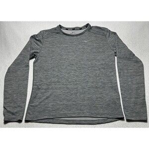 NIKE Running Dri-Fit Shirt Long Sleeve Waffle Mens Small Grey Thumb Holes BV4753
